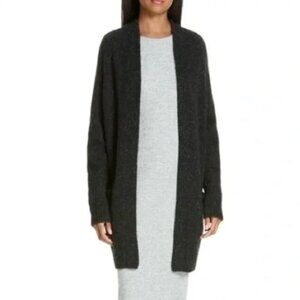 VINCE - Cashmere Raglan Sleeve Open Front Cardigan, Space-Dyed Charcoal, Size S